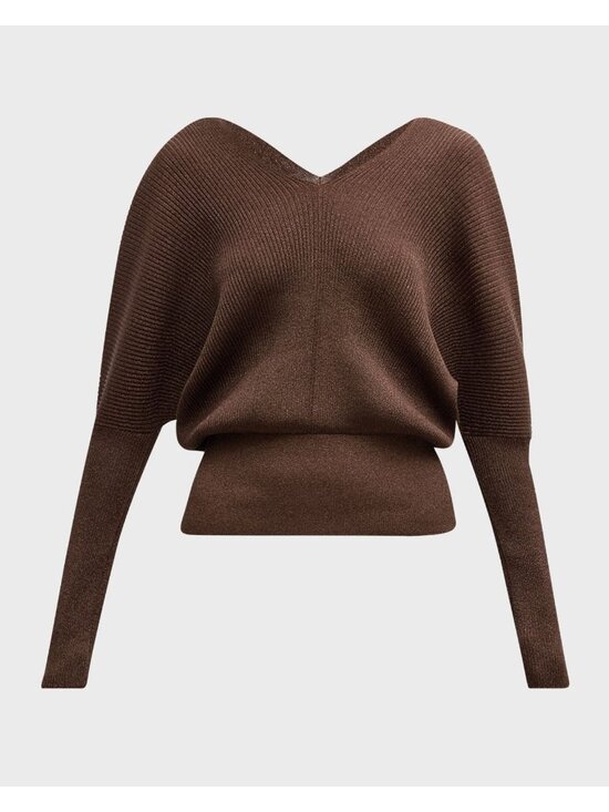 Lafayette 148 New York Tops - Lafayette 148 New York Ribbed Shimmer Dolman-Sleeve Sweater, Large NWT